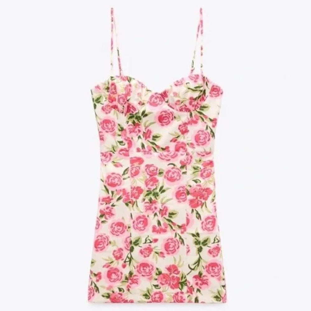 Zara pink/white floral corset style dress